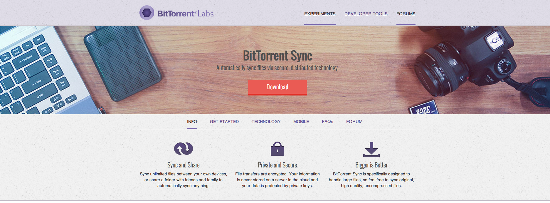 BitTorrent Sync site