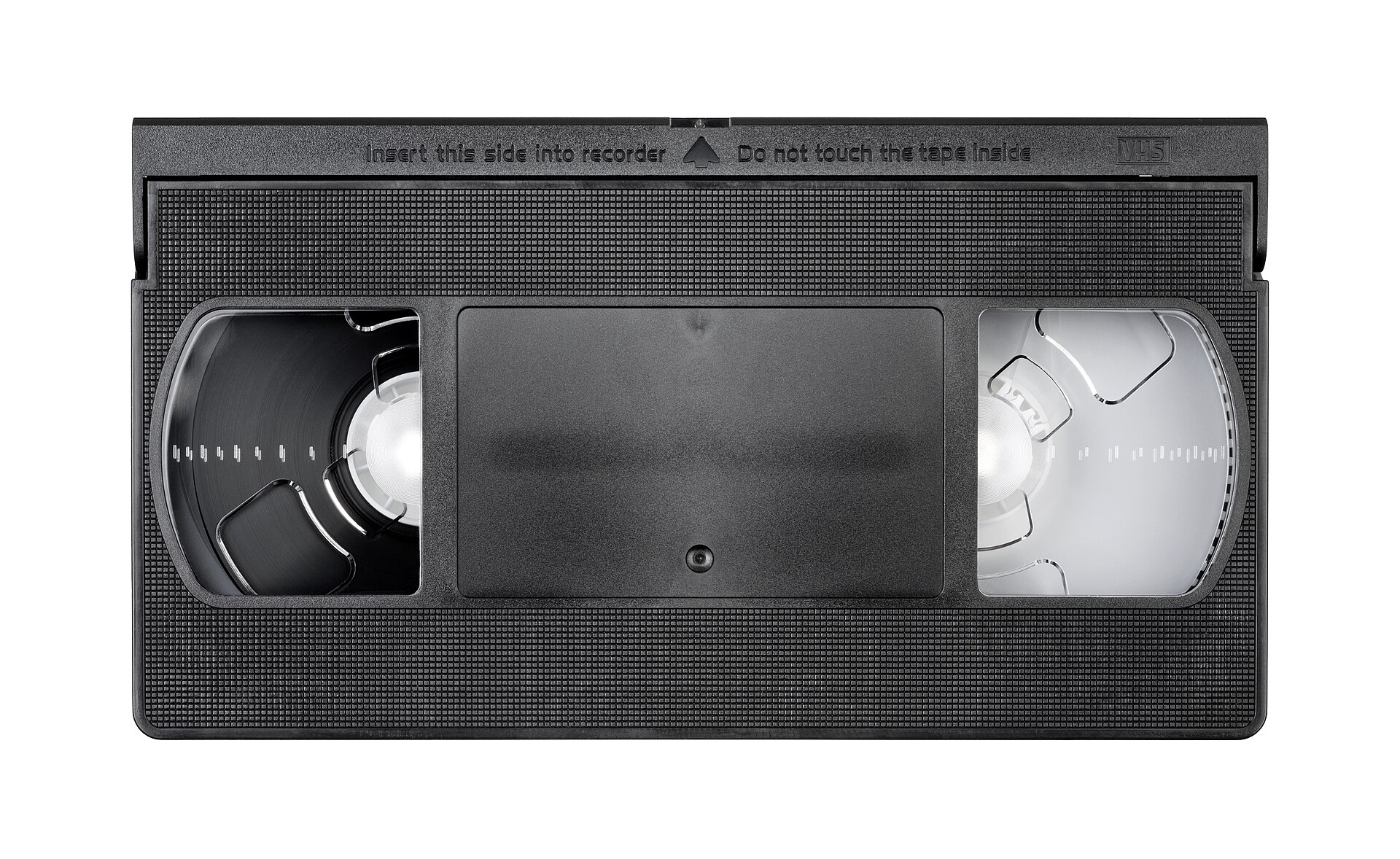 Blank VHS tape photographed from above
